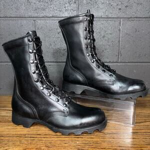 Vintage 1989 Combat Boots Men’s 9R Black Leather Military Lace Up USA